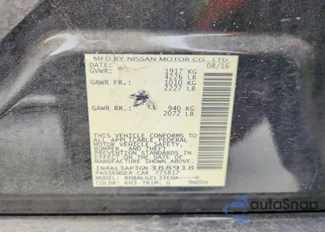 2016 Nissan Altima 2.5 S z USA, uszkodzony, nr VIN 1N4AL3AP3GN388918